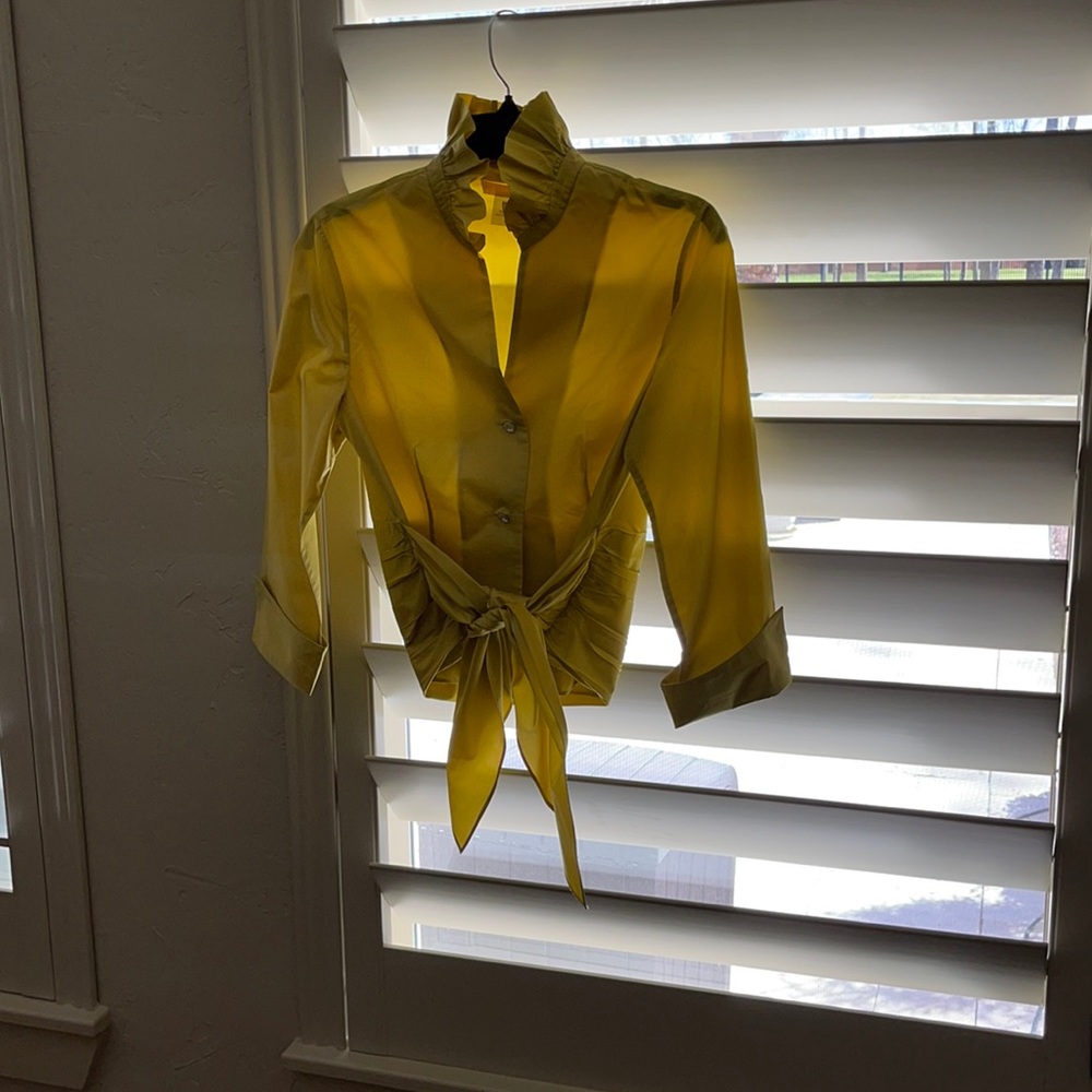 100% silk bright yellow dressy Blouse